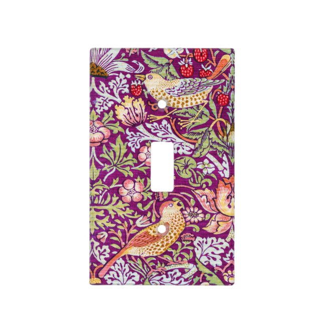 Strawberry Thief Red, William Morris Light Switch Cover (Front)