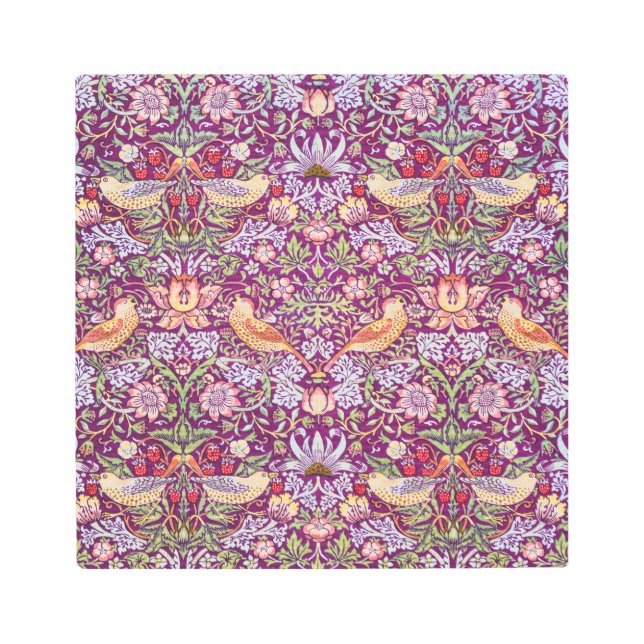 Strawberry Thief Red, William Morris Metal Print (Front)