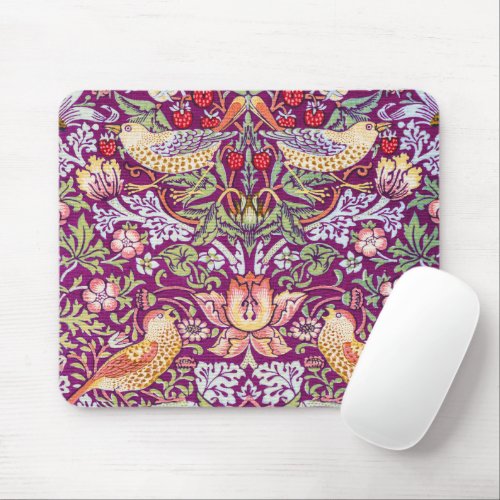 Strawberry Thief Red William Morris Mouse Pad