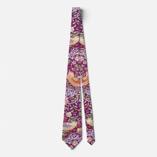 Strawberry Thief Red, William Morris Neck Tie (Front)