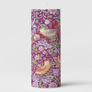 Strawberry Thief Red, William Morris Pillar Candle