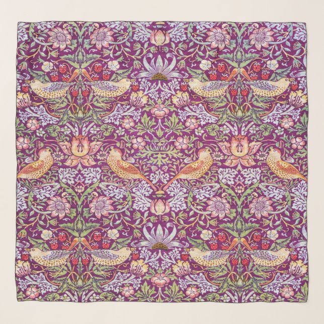 Strawberry Thief Red, William Morris Scarf (Front)