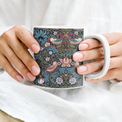 STRAWBERRY THIEF TEAL AND BERRY _ WILLIAM MORRIS COFFEE MUG