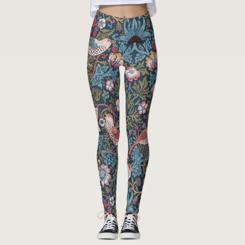 STRAWBERRY THIEF TEAL AND BERRY _ WILLIAM MORRIS LEGGINGS