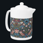 STRAWBERRY THIEF TEAL AND BERRY - WILLIAM MORRIS TEAPOT<br><div class="desc">One of William Morris' most favorite designs finalized and launched the 1880's. This iconic pattern and name was based on the thrushes which frequently stole the strawberries in the kitchen garden of Morris' countryside home in Oxfordshire. Despite the fact that this design was one of the most expensive printed textiles...</div>