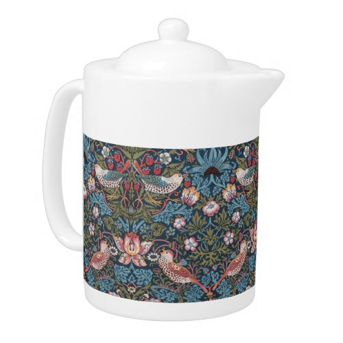 STRAWBERRY THIEF TEAL AND BERRY _ WILLIAM MORRIS TEAPOT