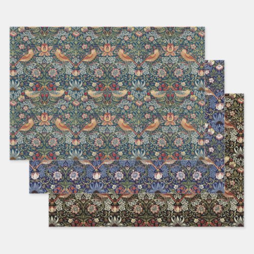 STRAWBERRY THIEF TRIO _ WILLIAM MORRIS WRAPPING PAPER SHEETS