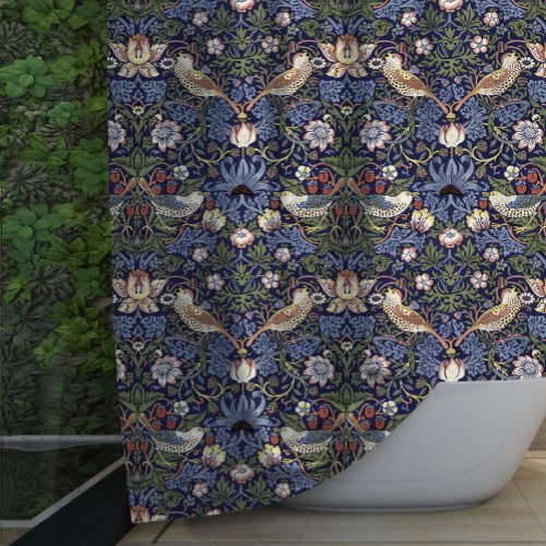 STRAWBERRY THIEF VIBRANT ORIGINAL _ WILLIAM MORRIS SHOWER CURTAIN