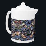 STRAWBERRY THIEF VIBRANT ORIGINAL - WILLIAM MORRIS TEAPOT<br><div class="desc">One of William Morris' most favorite designs finalized and launched the 1880's. This iconic pattern and name was based on the thrushes which frequently stole the strawberries in the kitchen garden of Morris' countryside home in Oxfordshire. Despite the fact that this design was one of the most expensive printed textiles...</div>