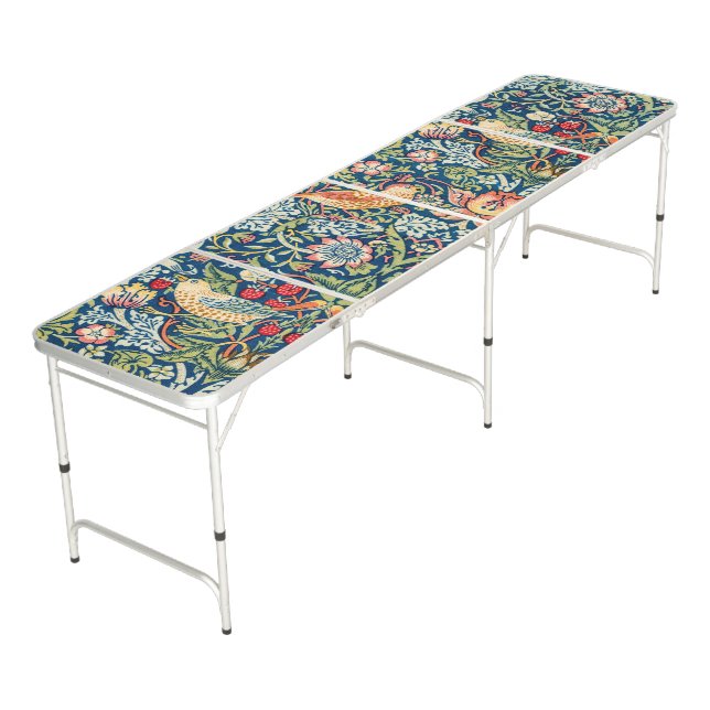 Strawberry Thief, William Morris Beer Pong Table (Angled)