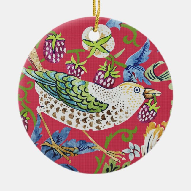 Strawberry Thief William Morris Ceramic Ornament (Front)