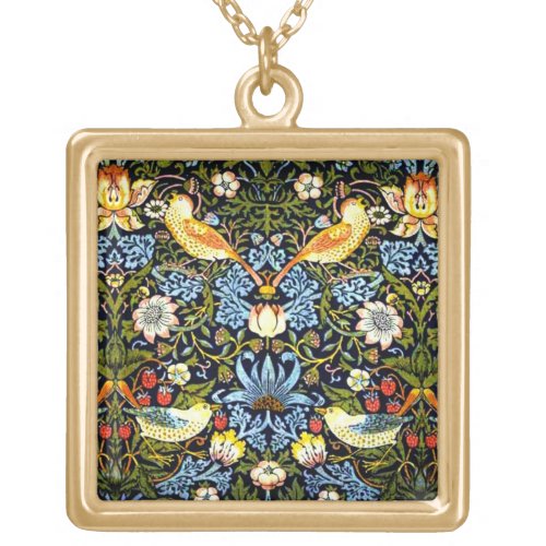 Strawberry Thief William Morris design Gold Plated Necklace