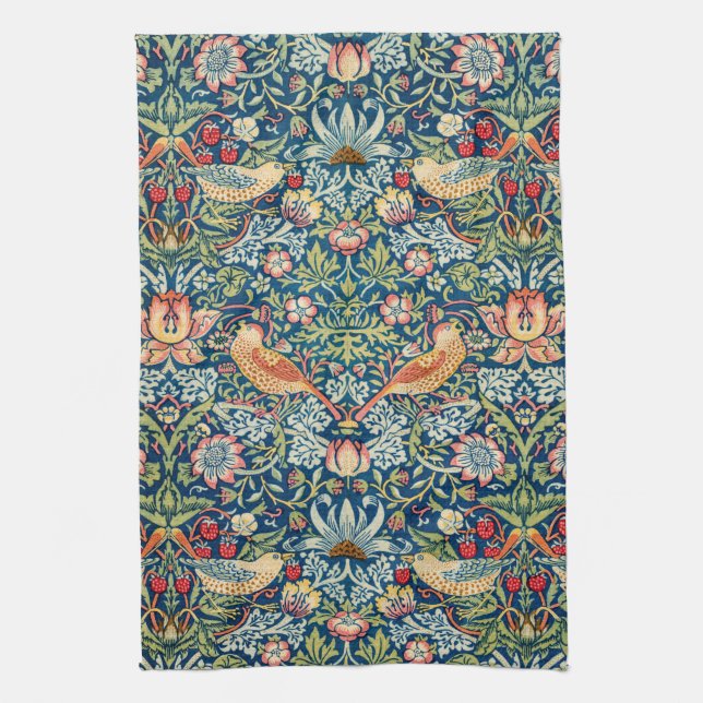 Strawberry Thief, William Morris Kitchen Towel (Vertical)