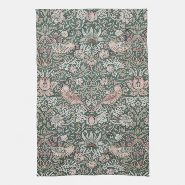 Strawberry Thief, William Morris Kitchen Towel (Vertical)