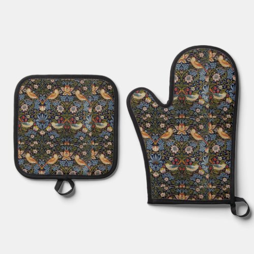 Strawberry Thief William Morris  Oven Mitt & Pot Holder Set