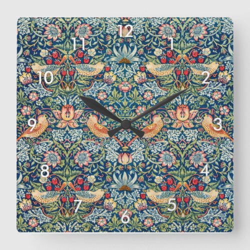 Strawberry Thief William Morris Square Wall Clock