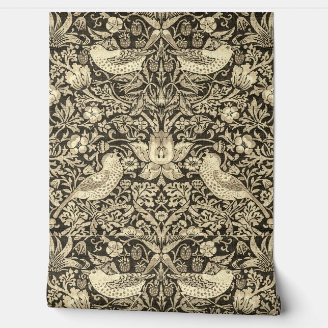 Strawberry Thief William Morris Wallpaper (Unrolling)