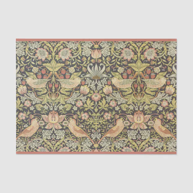 Taie D'oreiller Tapestry William Morris Strawberry Thieves - Motif Oiseaux Et Fleurs