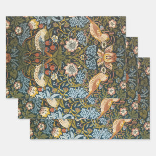 Strawberry Thieves by William Morris, Vintage Art Wrapping Paper Sheets