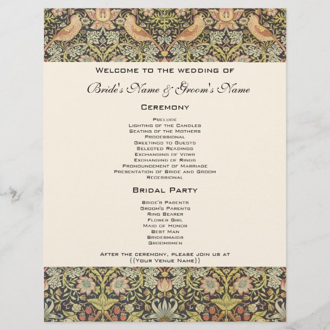 Strawberry Thieves Vintage Wedding Set (Front)