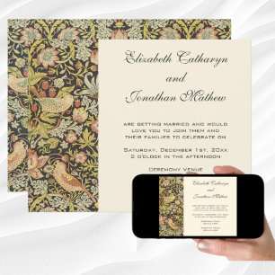Strawberry Thieves Vintage Wedding Set Invitation