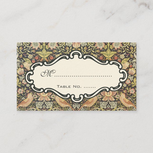 Strawberry Thieves Vintage Wedding Set Place Card (Front)