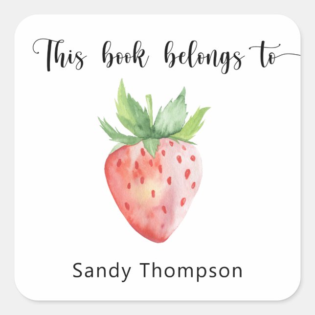 Strawberry - This book belongs to Square Sticker (Front)