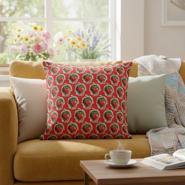 Strawberry Throw Pillow (Creator Uploaded)
