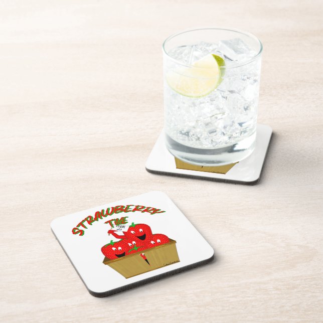Strawberry Time! Beverage Coaster (Right Side)