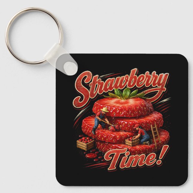 Strawberry Time! Keychain (Front)