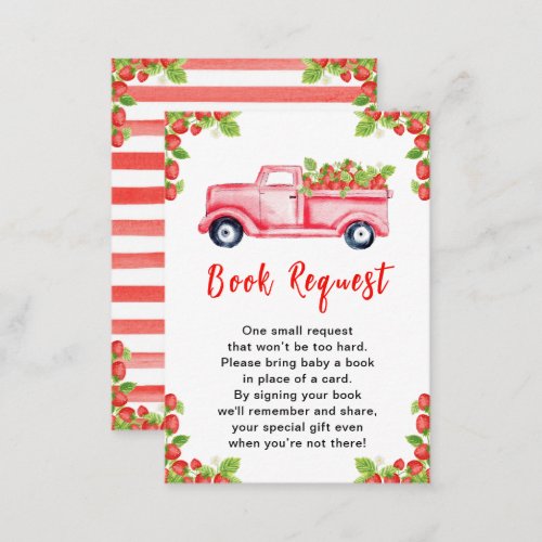 Strawberry Truck Baby Shower Book Request Enclosure Card