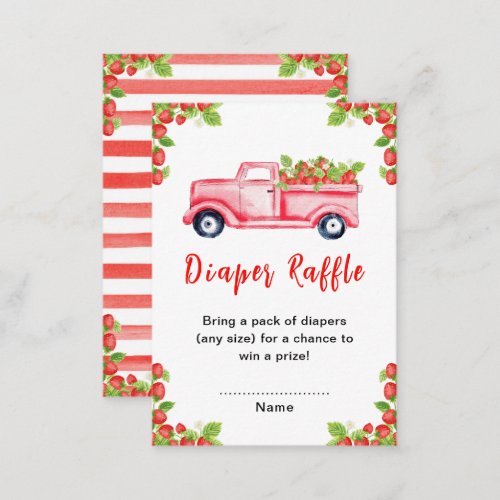 Strawberry Truck Baby Shower Diaper Raffle Enclosure Card