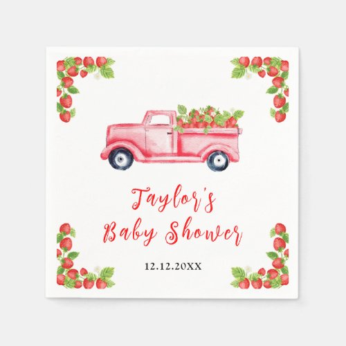 Strawberry Truck Baby Shower Napkins