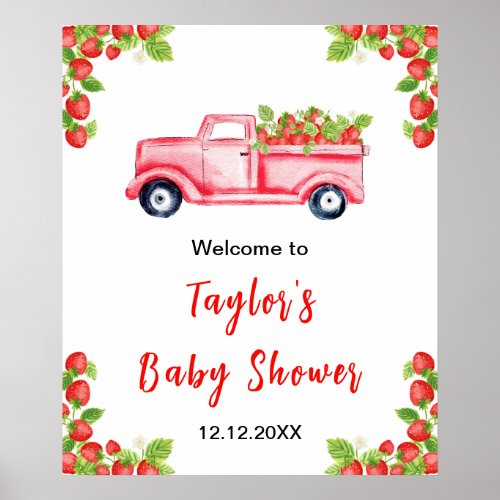 Strawberry Truck Baby Shower Welcome Sign