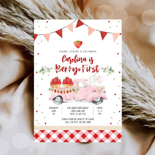 Strawberry Truck Birthday Invitation