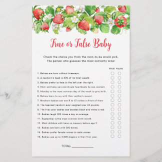 Strawberry True or False Baby Shower Game
