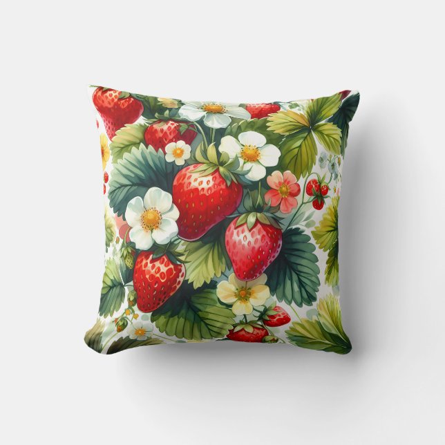 Strawberry Tumbler | Fruit Tumbler | Summer Tumble Throw Pillow (Front)