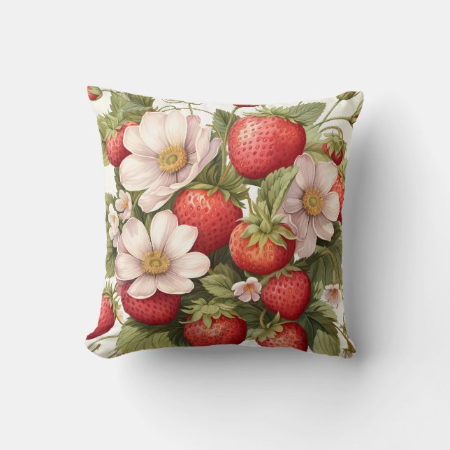 Strawberry Tumbler | Fruit Tumbler | Summer Tumble Throw Pillow (Front)