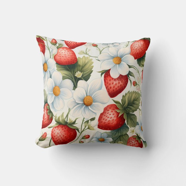 Strawberry Tumbler | Fruit Tumbler | Summer Tumble Throw Pillow (Front)