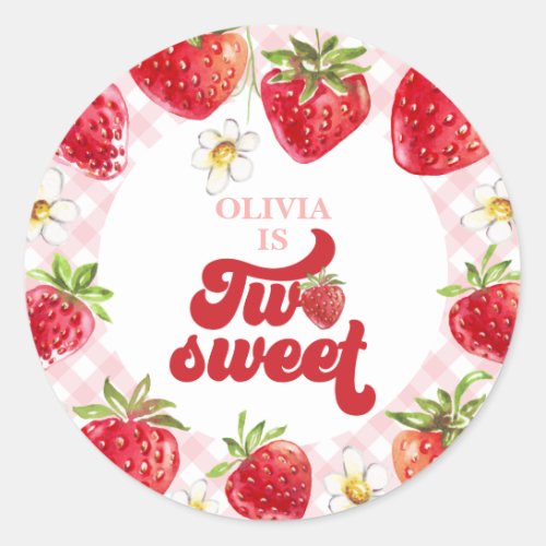 Strawberry Two Sweet 2nd Birthday Classic Round Sticker