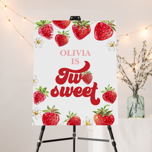 Strawberry Two Sweet 2nd Birthday Foam Board (In Situ (Stand))