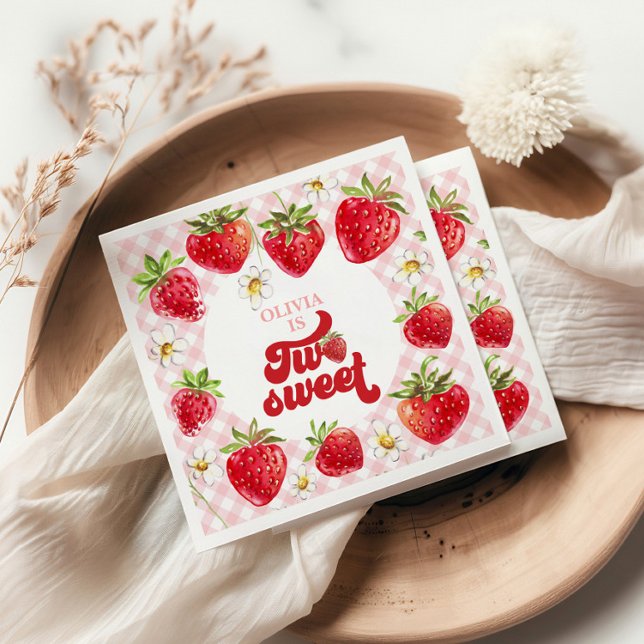 Strawberry Two Sweet 2nd Birthday Napkins (Creator Uploaded)