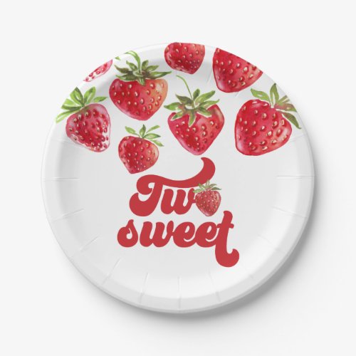 Strawberry Two Sweet 2nd Birthday Paper Plates