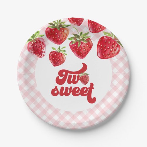 Strawberry Two Sweet Birthday Paper Plates