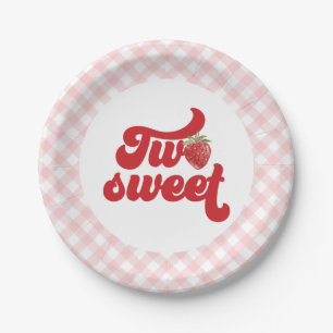 Strawberry Two Sweet Birthday Paper Plates