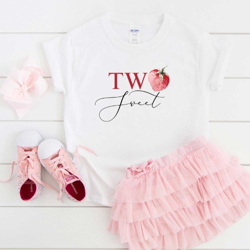 Strawberry two sweet birthday toddler t_shirt