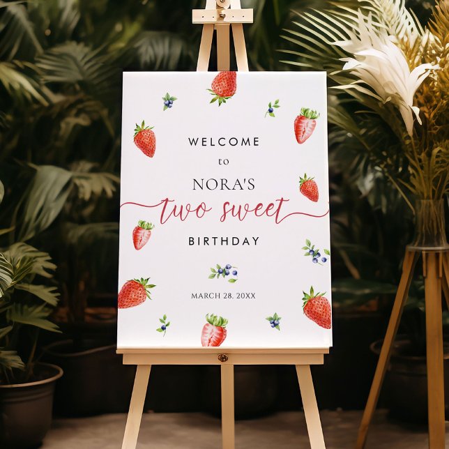 Strawberry Two Sweet Birthday Welcome Sign (Creator Uploaded)