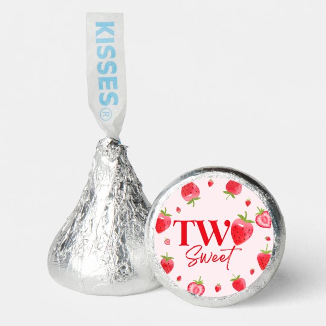 Strawberry Two Sweet Pink Red 2nd Birthday Party Hershey®'s Kisses® (Front)