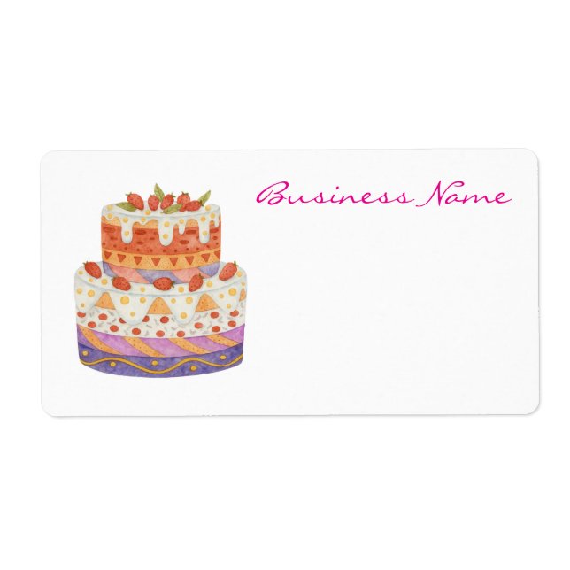 Strawberry two-tier cake label (Front)