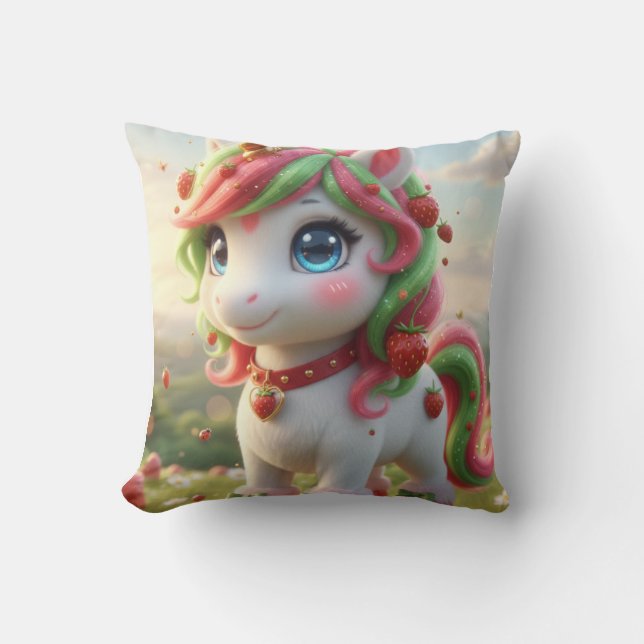 strawberry unicorn throw pillow (Front)